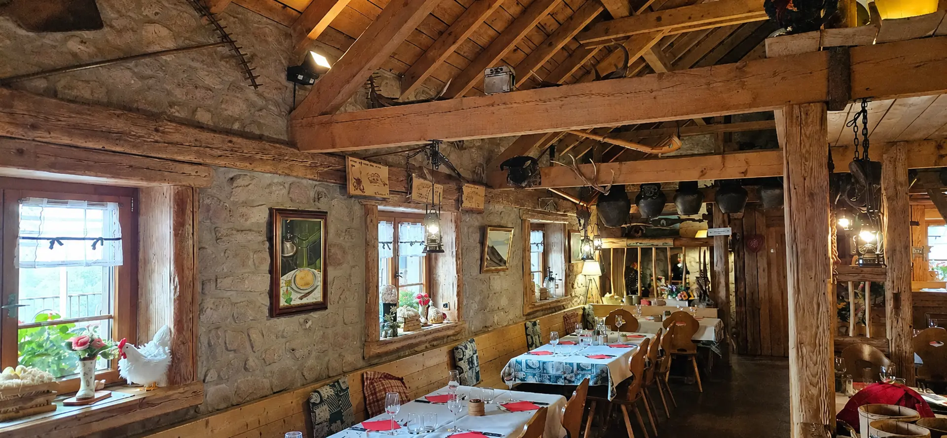 Rustic interior of an Alsatian restaurant